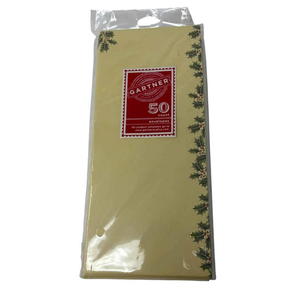 Gartner Studios Ivory Holly Berry Christmas Envelopes 50 Count Holiday NEW